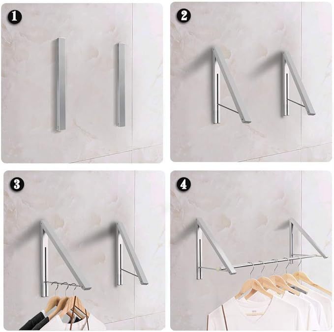 Wall-Mounted Laundry Drying Rack with Rod