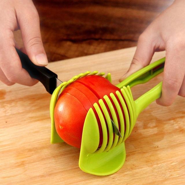 Fruit & Veggie Cutting Holder Black Green Color