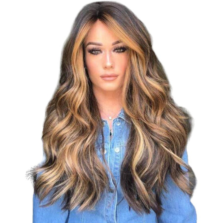 Medium long curly hair wig Picture color