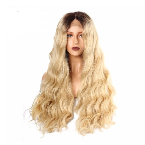 Long curly hair wig set Brown Color