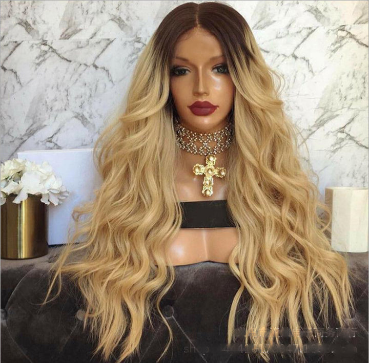 Long curly hair wig set Brown Color