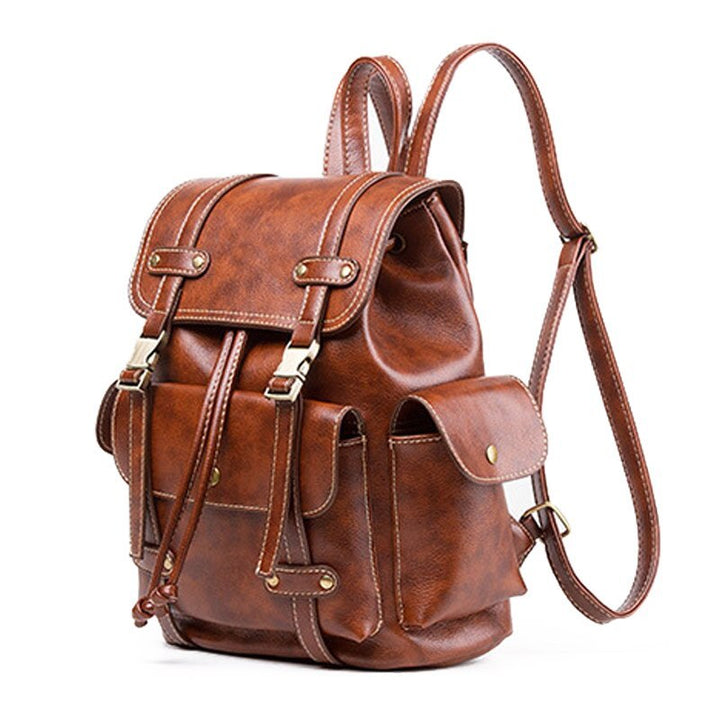 Vintage Leather Drawstring Backpack